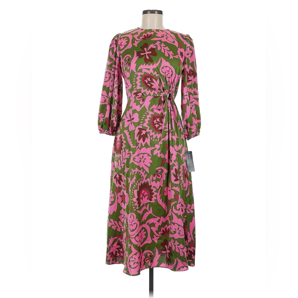 Donna Morgan Women's Side Twist Detail Dress Olive Green Deep Rust - Picture 5 of 6